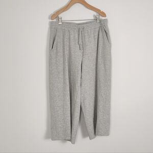 Hyba Women's Wide Leg Loungewear Pants Gray Size Large Jogger Sweatpants Cotton